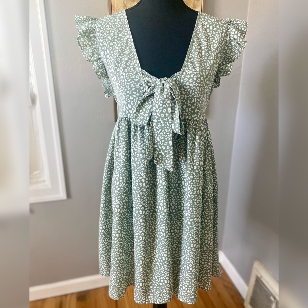 Short Sleeve Front Tie Dress